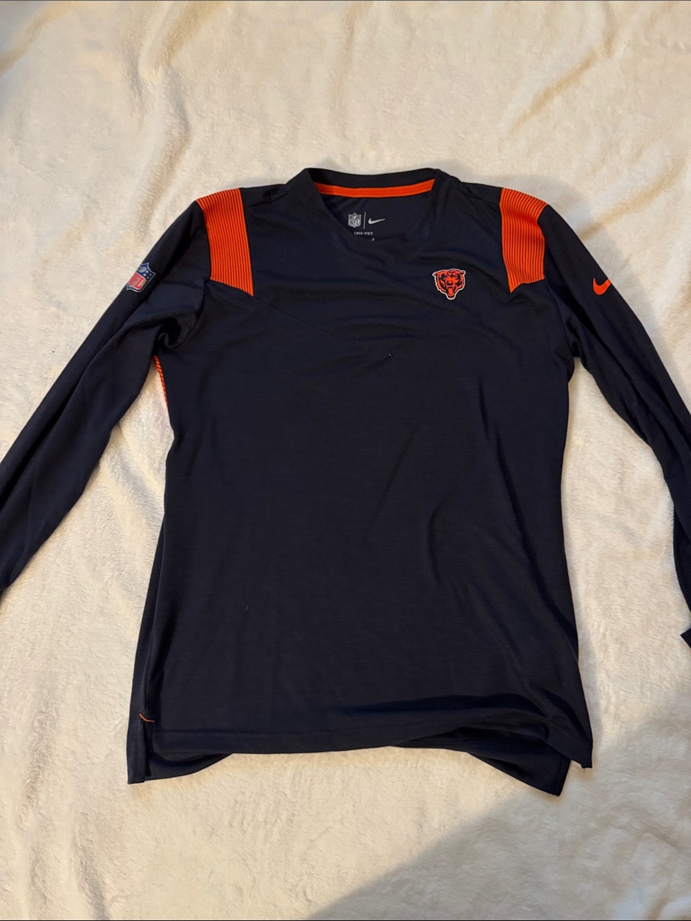 Nike Onfield Navy and Orange Chicago Bears Long Sleeve Performance Shirt